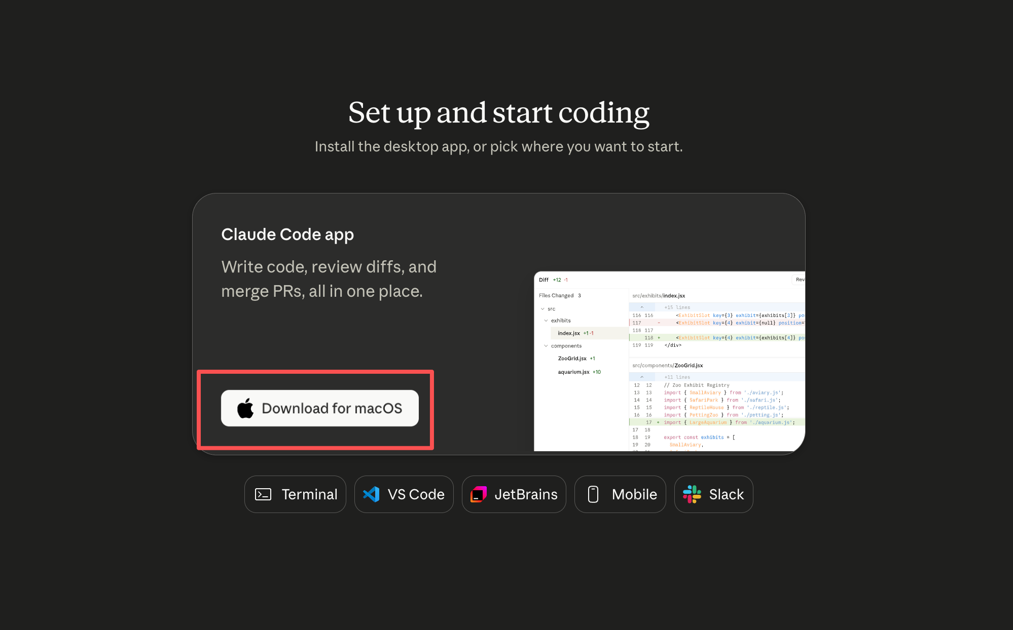 Claude Code Desktop download page